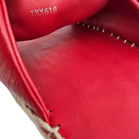 Prada Logo Flat Slide Espadrille Sandal Quilted Red Leather Size 41 US 11 - Picture 9 of 10